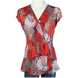 Banana Republic Floral Chiffon Wrap Top